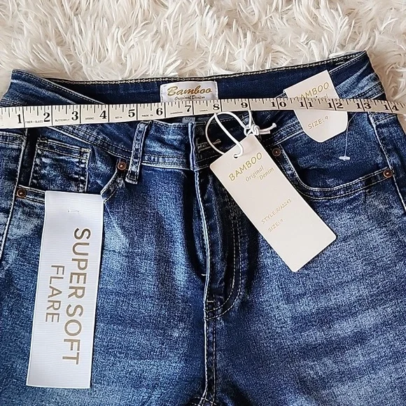 Bamboo Brand New Classic Women's Dark Blue Super Soft Flare Jeans - Picture 7 of 10